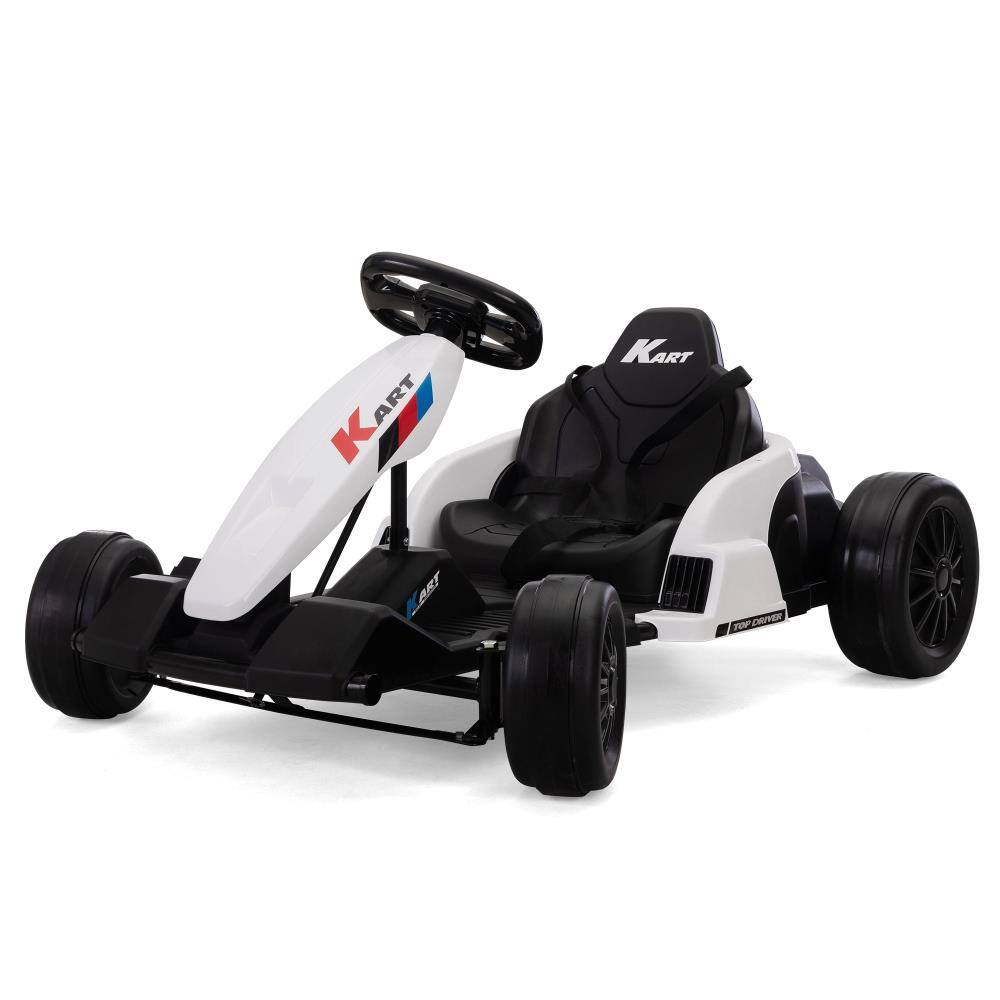 BreeBe - Electric GoKart Pro, Kids Racing Car, Outdoor Ride On Toy with MP3 for Kids Aged 4-16 - Black, White
