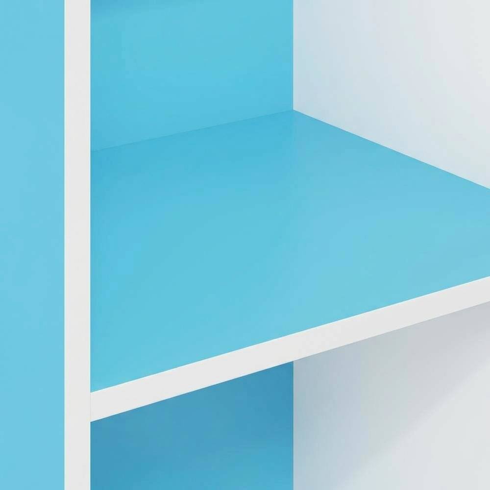 Alt View 1. FurniFact - Light Blue Wood 5-Tier Open Bookcase with Spacious Shelves for Storage - Light Blue/White.