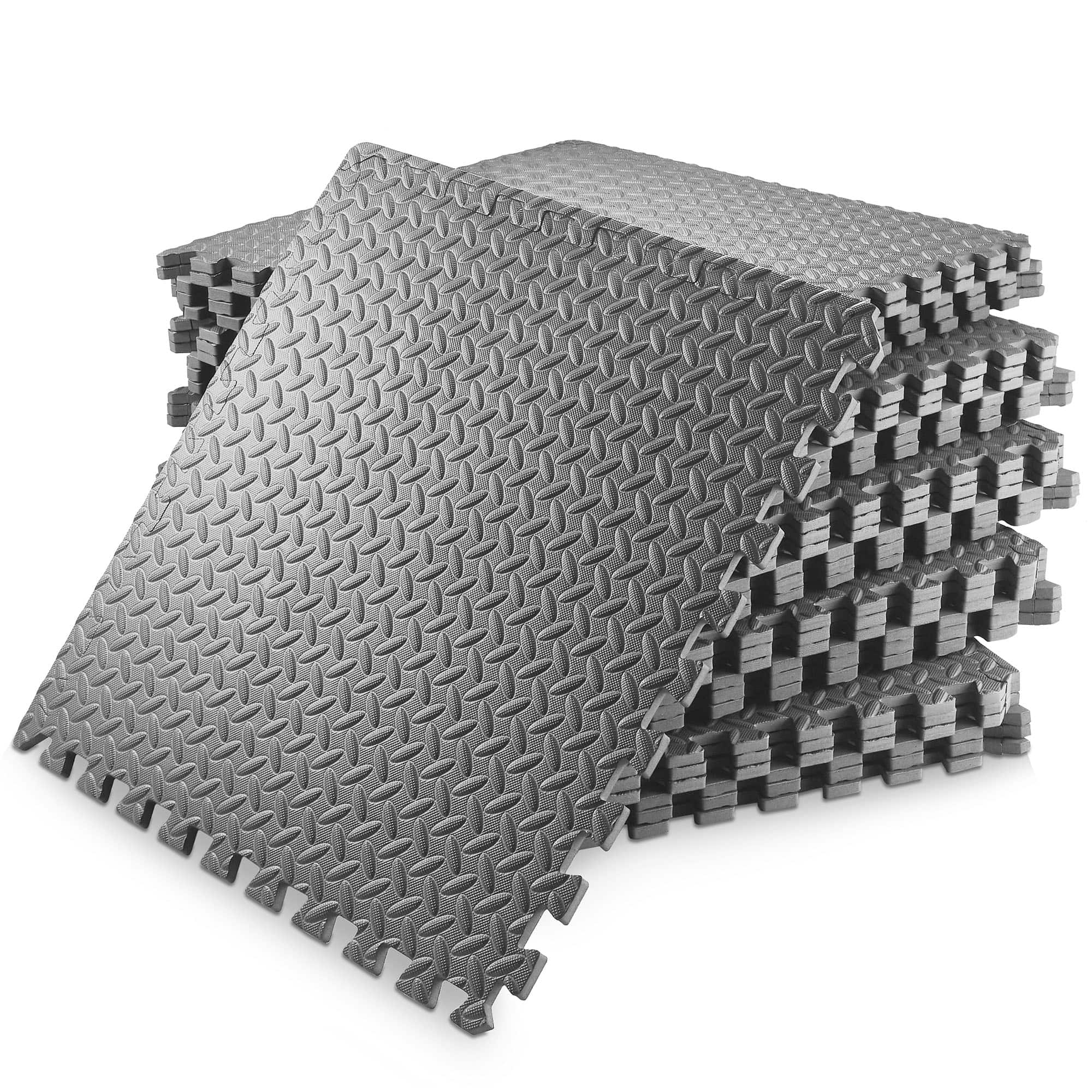 Philosophy Gym - Exercise Flooring Mats - Foam Rubber Interlocking Puzzle Floor Tiles - Gray