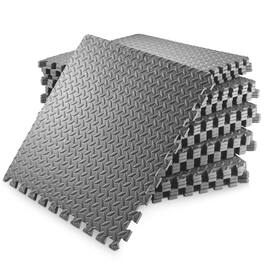 Philosophy Gym - Exercise Flooring Mats - Foam Rubber Interlocking Puzzle Floor Tiles - Gray