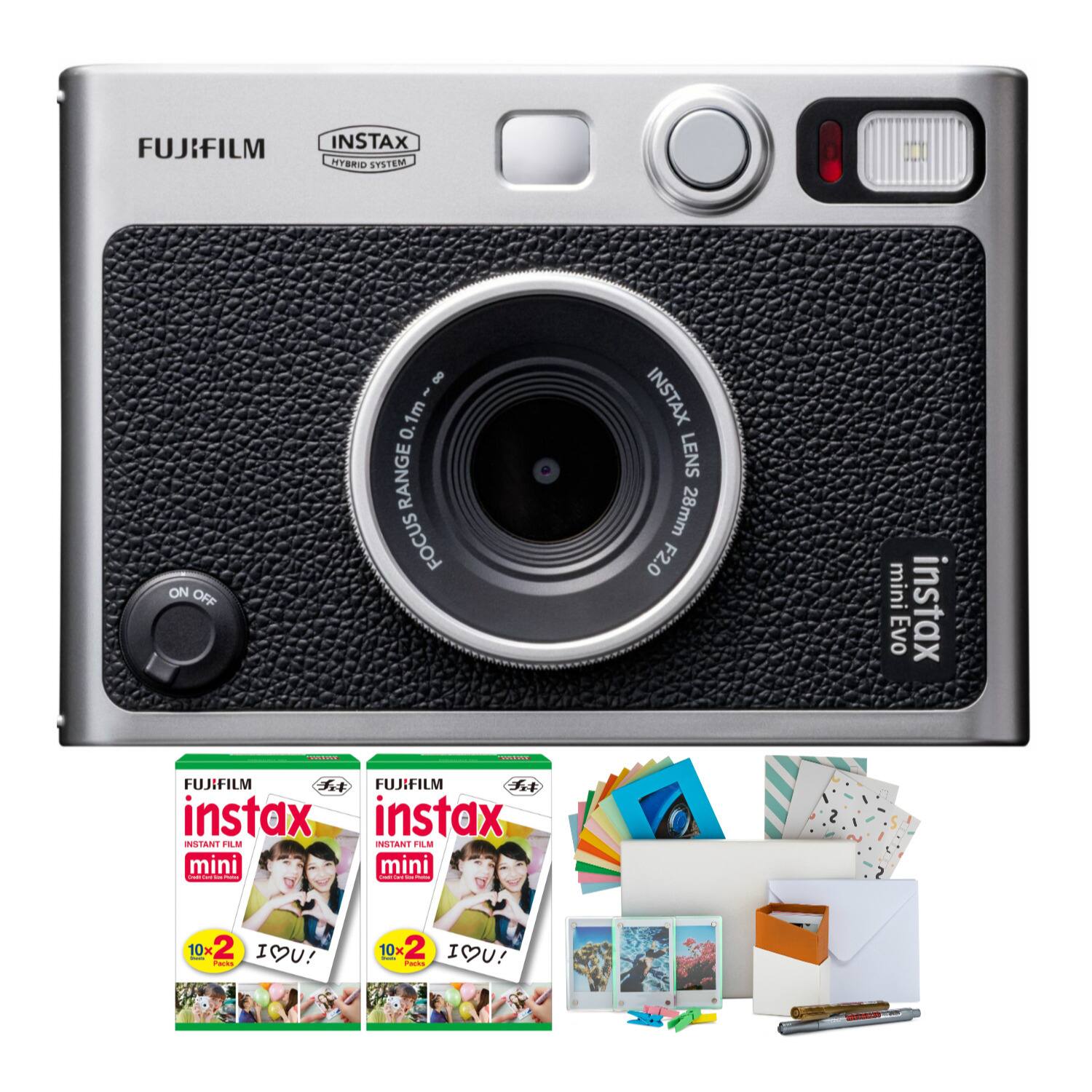 FUJIFILM INSTAX HYBRID SYSTEM ON OFF 0.1m FOCUS RANGE INSTAX LENS 28mm F2.0 mini instax Evo | | FUJIFILM FUJIFILM instax instax INSTANT FILM INSTANT M mini mini | : ee : | : : I : 10x2 10x I IOU! ee .. 10x e 2 IOU! ...