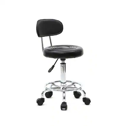 Front. Winado - Rolling Garage Stool Adjustable Mechanic Work Shop Seat Salon Swivel Chair Office Leather Chair with Backrest for Barber - Black.