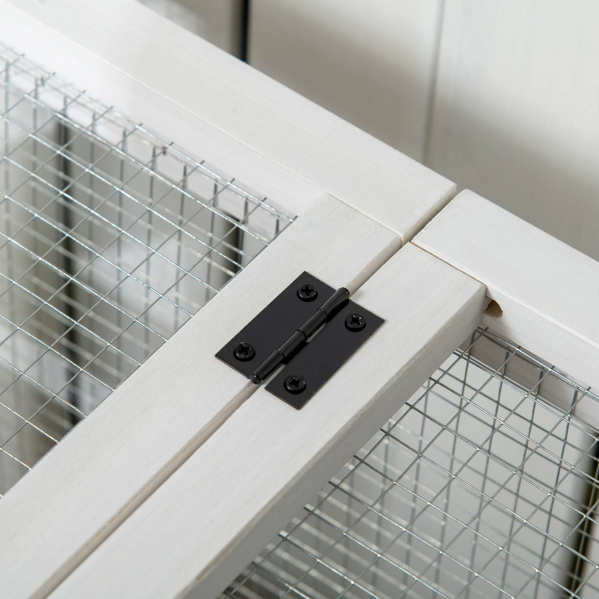 Alt View 4. Pawhut - Indoor Outdoor Rabbit Hutch with Wheels, Bunny Hutch with Run, Slide-Out Tray for Small Animals, Guinea Pig.