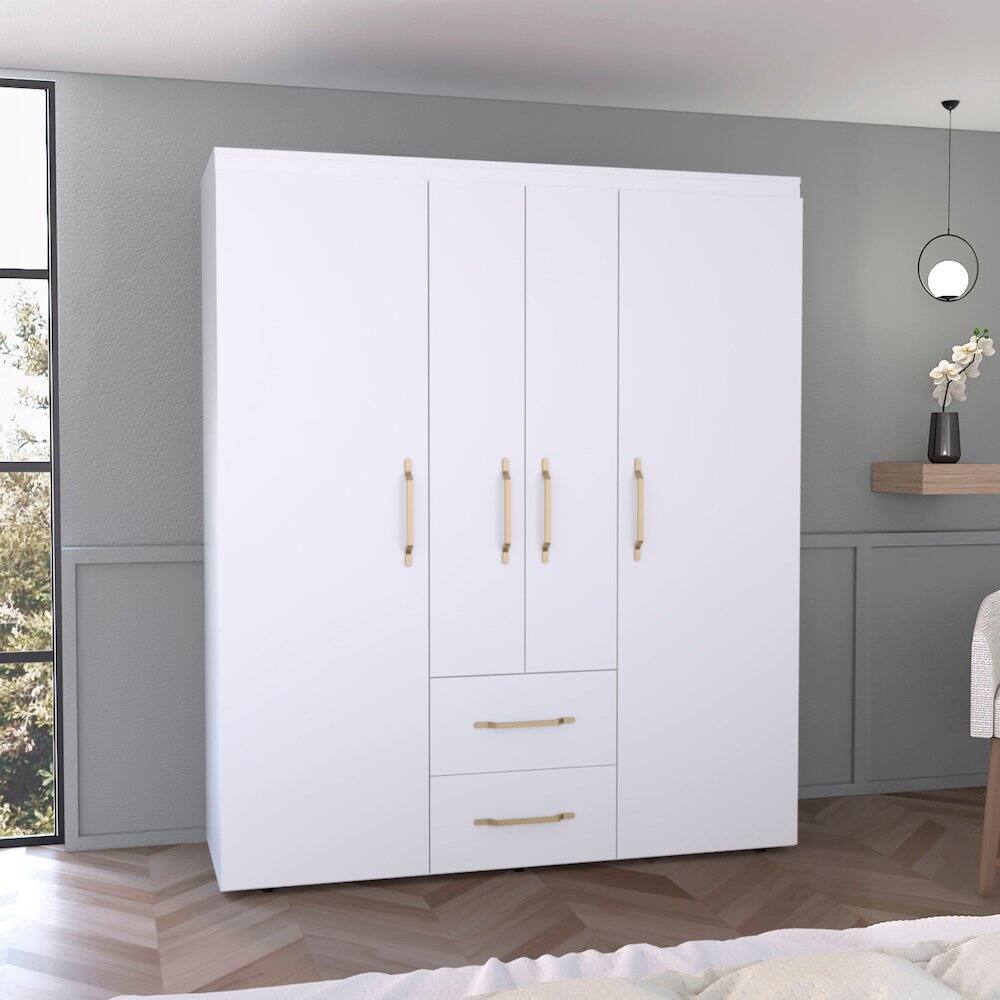 Alt View 3. TuHome - Bariloche 4-Door Armoire White MDF - White.