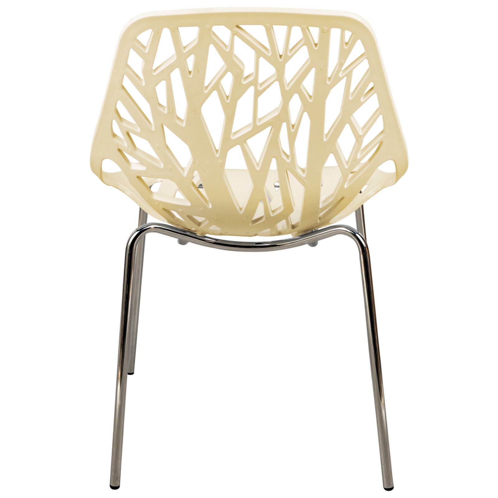 Alt View 6. LeisureMod - Asbury Stackable Modern Dining Chair with Cut Out Design and Chrome Legs Side Chair for Home Living Room - Cream.