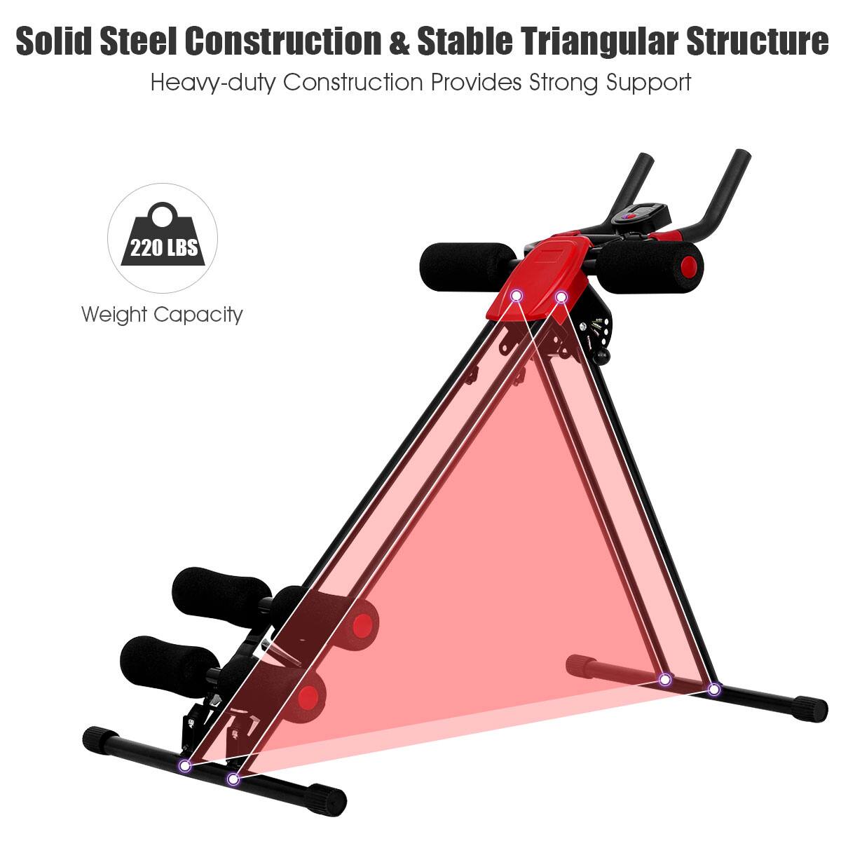 Solid Steel Construction & Stable Triangular Structure: Heavy-duty Construction Provides Strong Support. 220 LBS Weight Capacity.