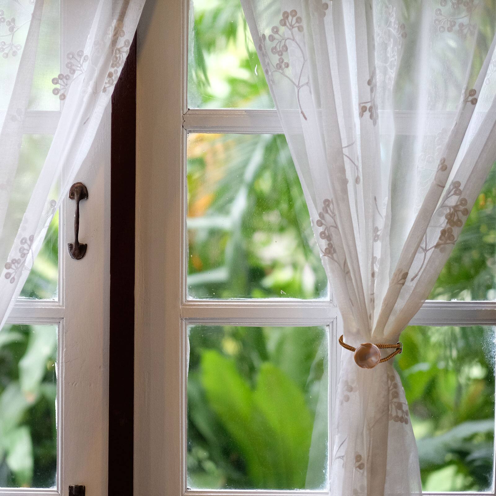 Alt View 5. Unique Bargains - Premium 2pcs Rope Curtain Tiebacks with Buckle Decorative Holders for Home Office Thin Sheer Window Curtains - White.