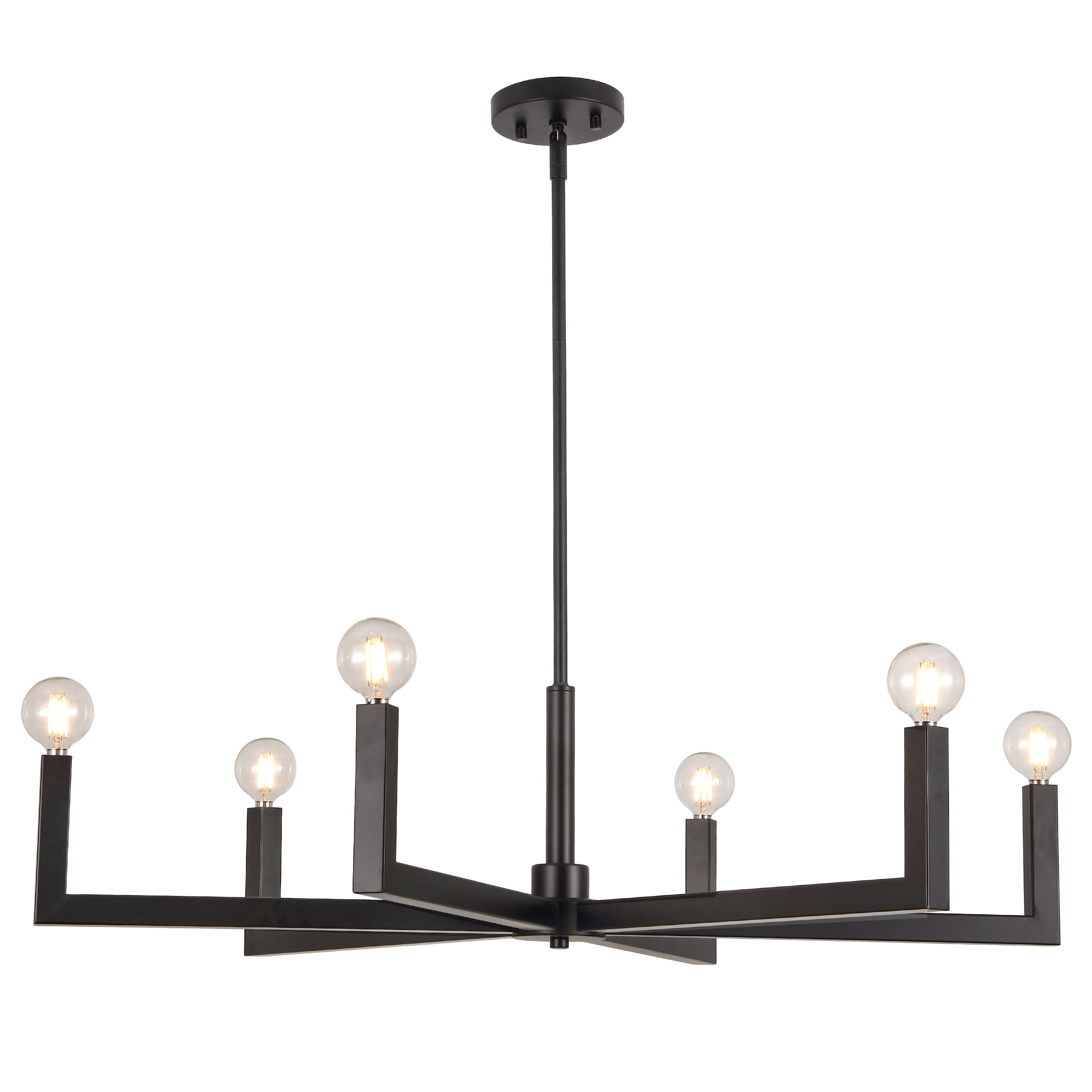 "Jonathan Y - Darcy 35"" 6-Light Grand Modern Adjustable Geometric Architectural Square-Arm Candle-Style Metal LED Chandelier - Black" price history on PriceWatchPro