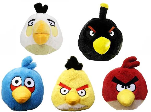 Front. Commonwealth Toys - Angry Birds 8" Plush Assortment: Set of 5 Birds - Multi-Color.
