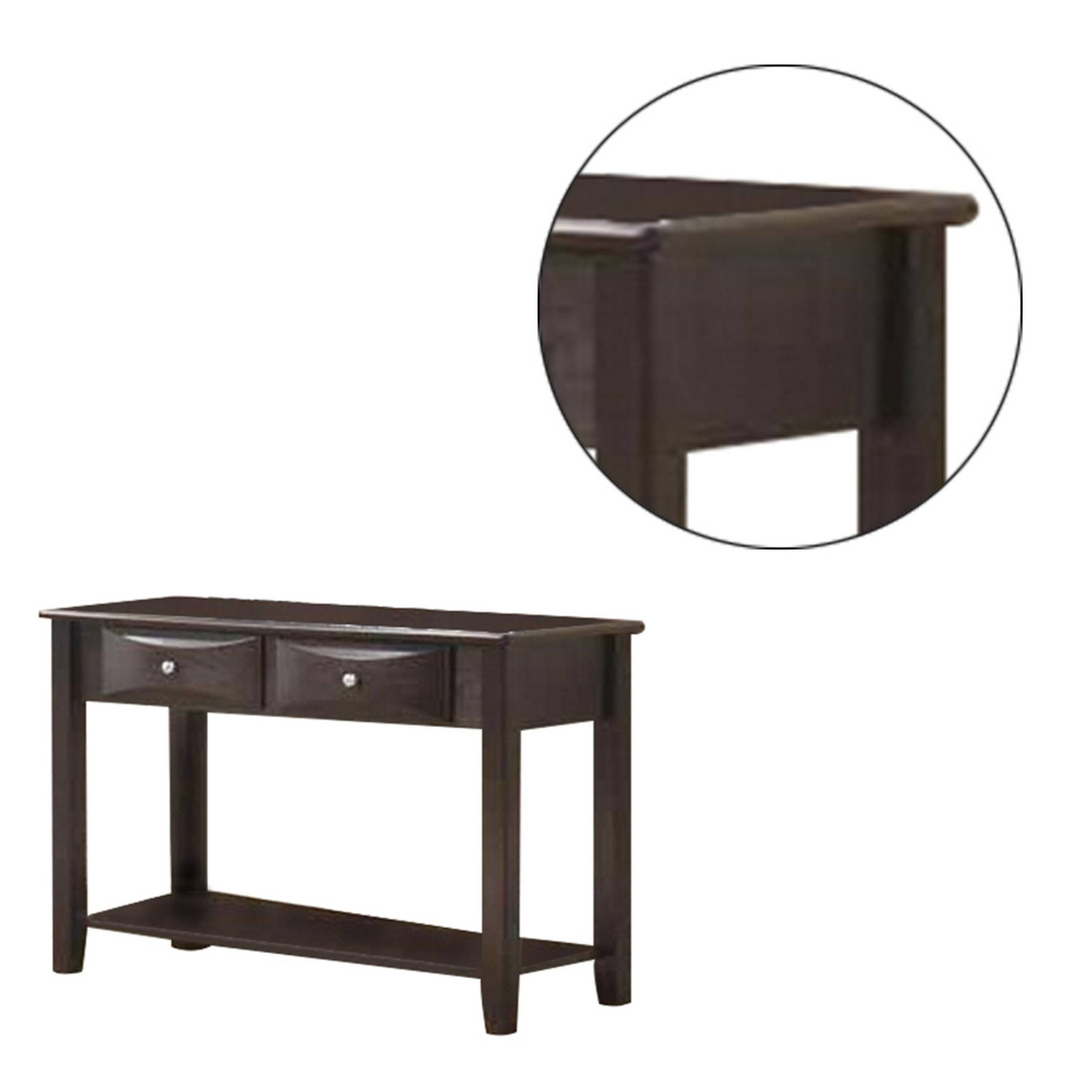 Back. Manhattan Lane - Wooden Console Table with 2 Spacious Drawers - Brown.
