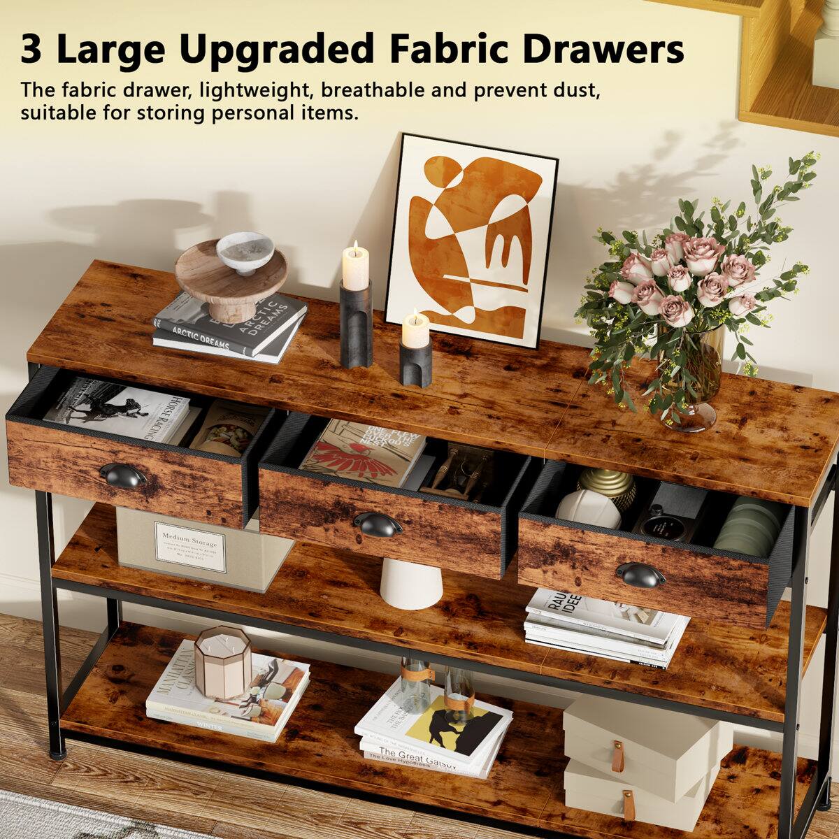 3 Large Upgraded Fabric Drawers

The fabric drawer, lightweight, breathable and prevent dust, suitable for storing personal items.