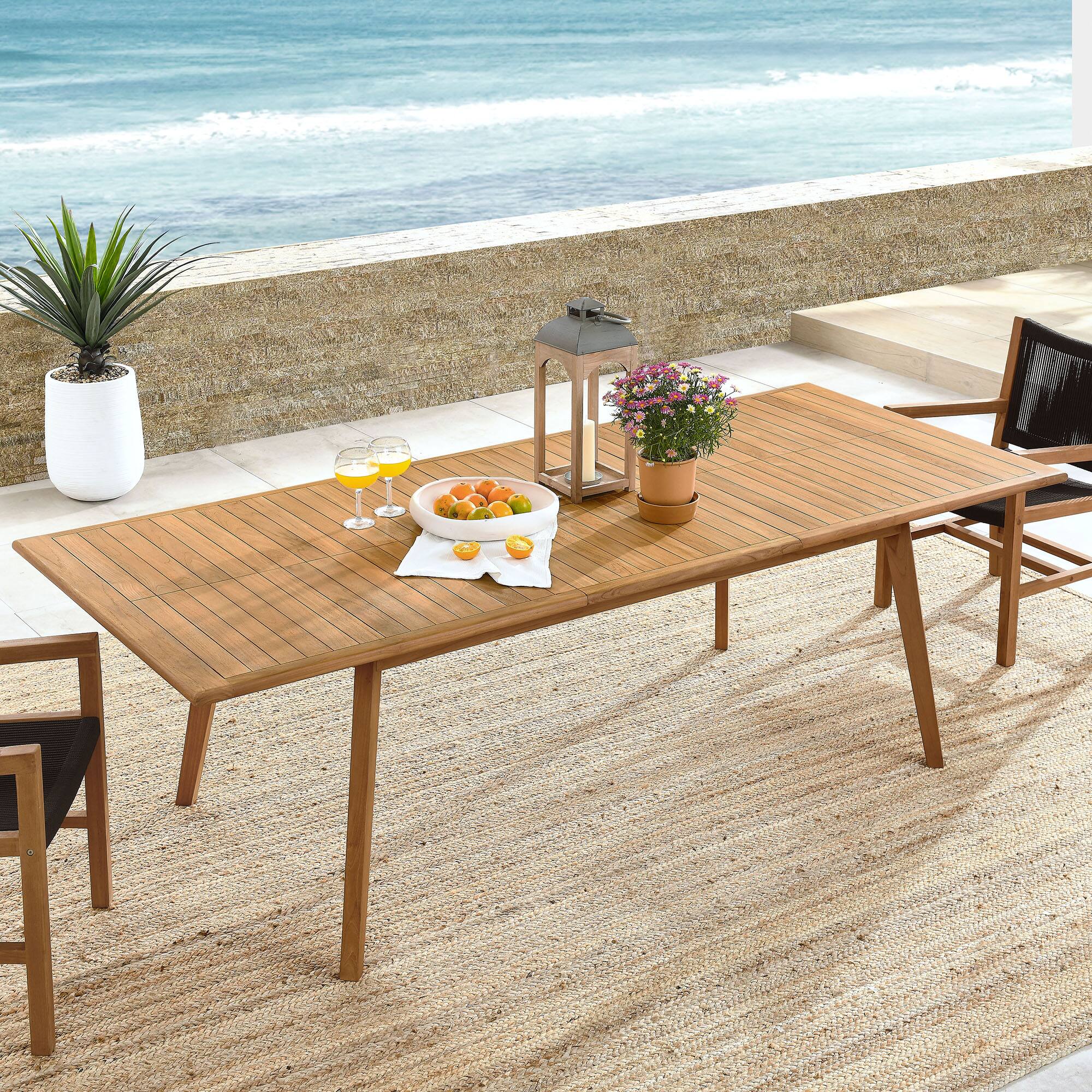 Front. Modway - Vienna Outdoor Patio Teak Wood Extendable Dining Table by Modway - Natural.