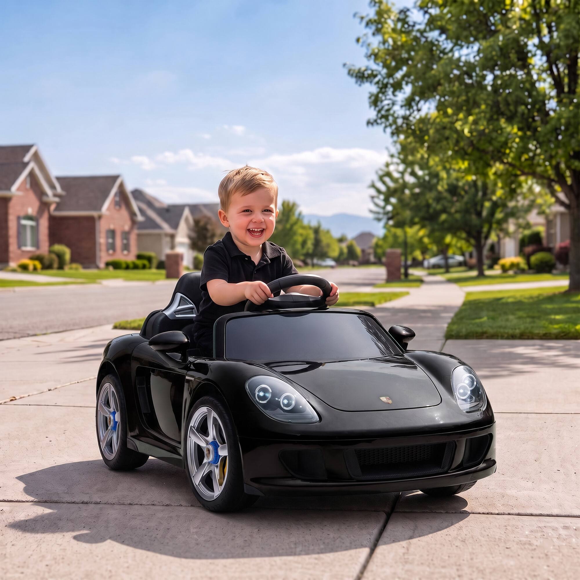 Alt View 1. Qaba - Kids Ride On Car, Licensed Porsche Carrera GT with Remote, Rear Suspension - Black.