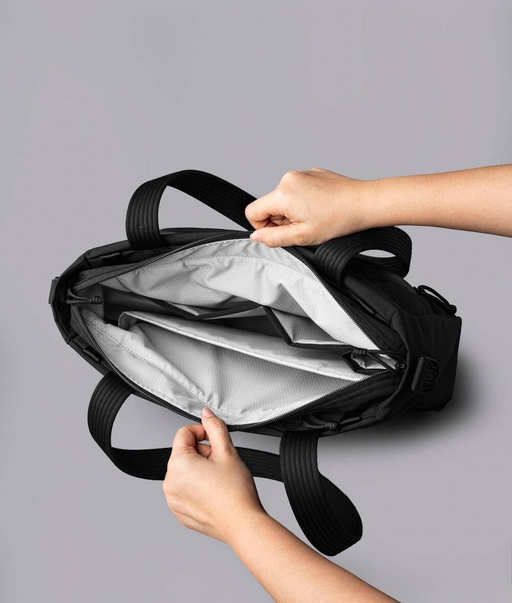 Alt View 5. ALPAKA - Bravo Tote V2 Laptop Tote for Work & Travel, Fits 14” MacBook Pro - Black Axoflux 400D.