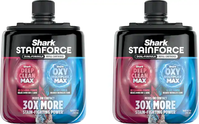 Shark STAINFORCE DUAL-FORMULA REFILL CARTRIDGE
Shark DEEP CLEAN MAX
Shark OXY MULTIPLIER MAX
6X CLEANING POWER BREAKS DOWN DIRT & GRIME
5X OXY POWER INSTANTLY NEUTRALIZES STAINS
MIXES ON CONTACT
30X MORE STAIN-FIGHTING POWER*
Refill 16.9 OZ (500 mL)
Shark STAINFORCE DUAL-FORMULA REFILL CARTRIDGE
Shark DEEP CLEAN MAX
Shark OXY MULTIPLIER MAX
6X CLEANING POWER BREAKS DOWN DIRT & GRIME
5X OXY POWER INSTANTLY NEUTRALIZES STAINS
MIXES ON CONTACT
30X MORE STAIN-FIGHTING POWER*
Refill 16.9 OZ (500 mL)