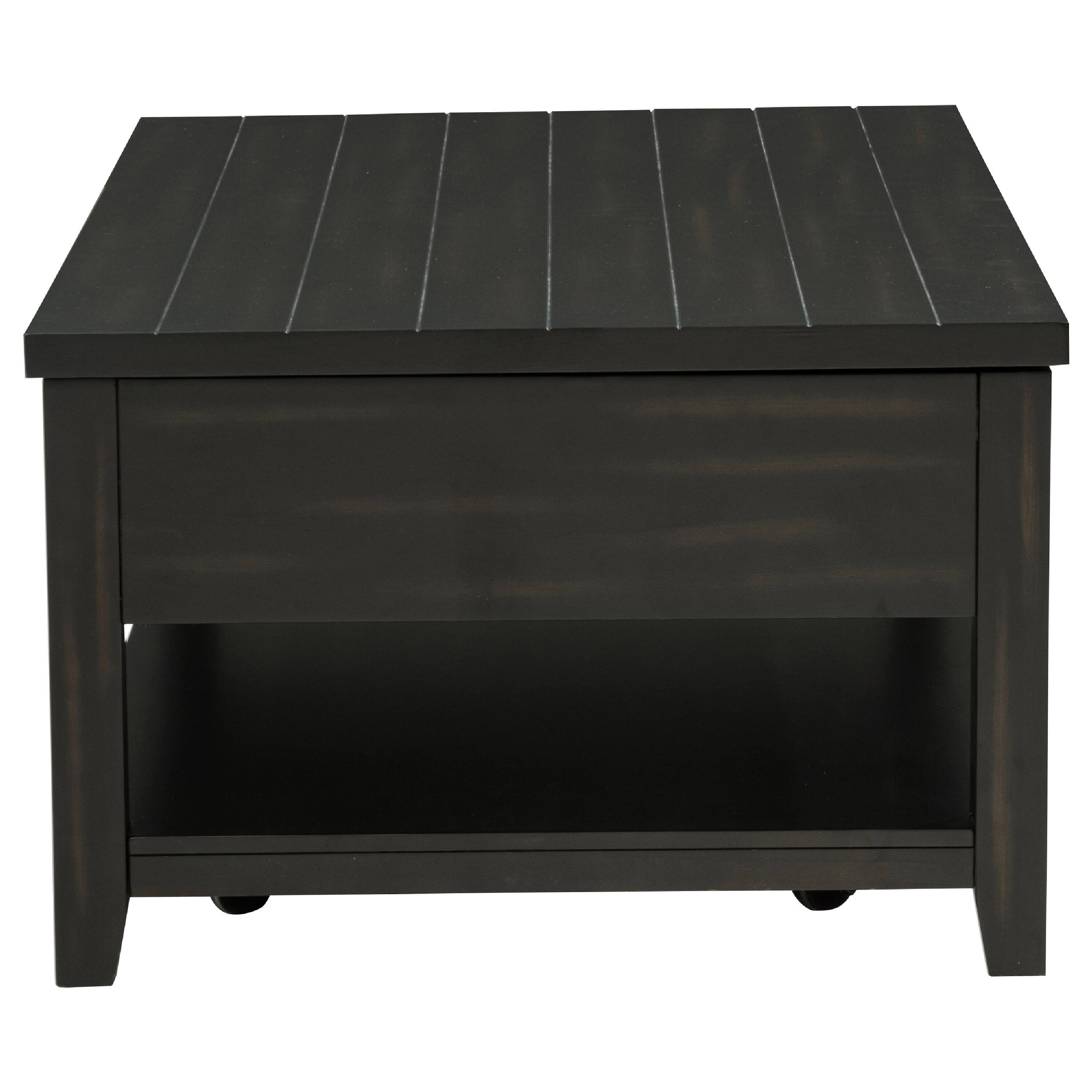 Left. Manhattan Lane - Besy Coffee Table, 36 Inch  Faux Marble,  Ring Base - Distressed Java Black.
