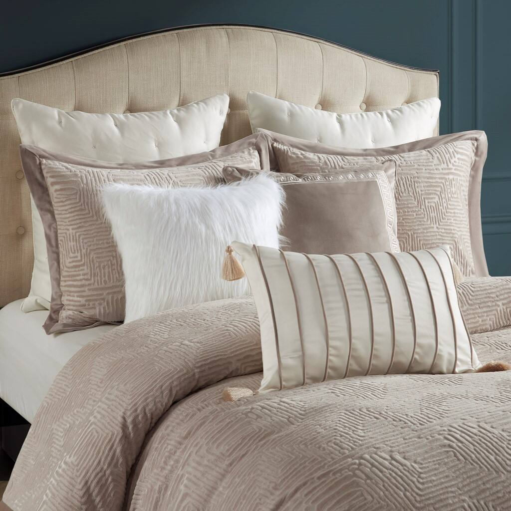 Alt View 2. Gracie Mills - Gracie Mills Harper Oversized Velvet Comforter Set - Beige.