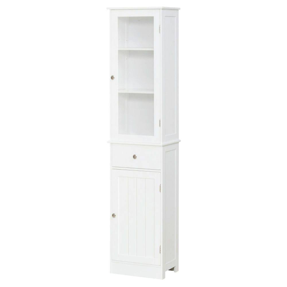 Front. Kadyn - Bathroom Storage Cabinet, Narrow Storage Unit, Floor Cabinet for Bathroom, Living Room, Entryway, Kitchen, White - White.