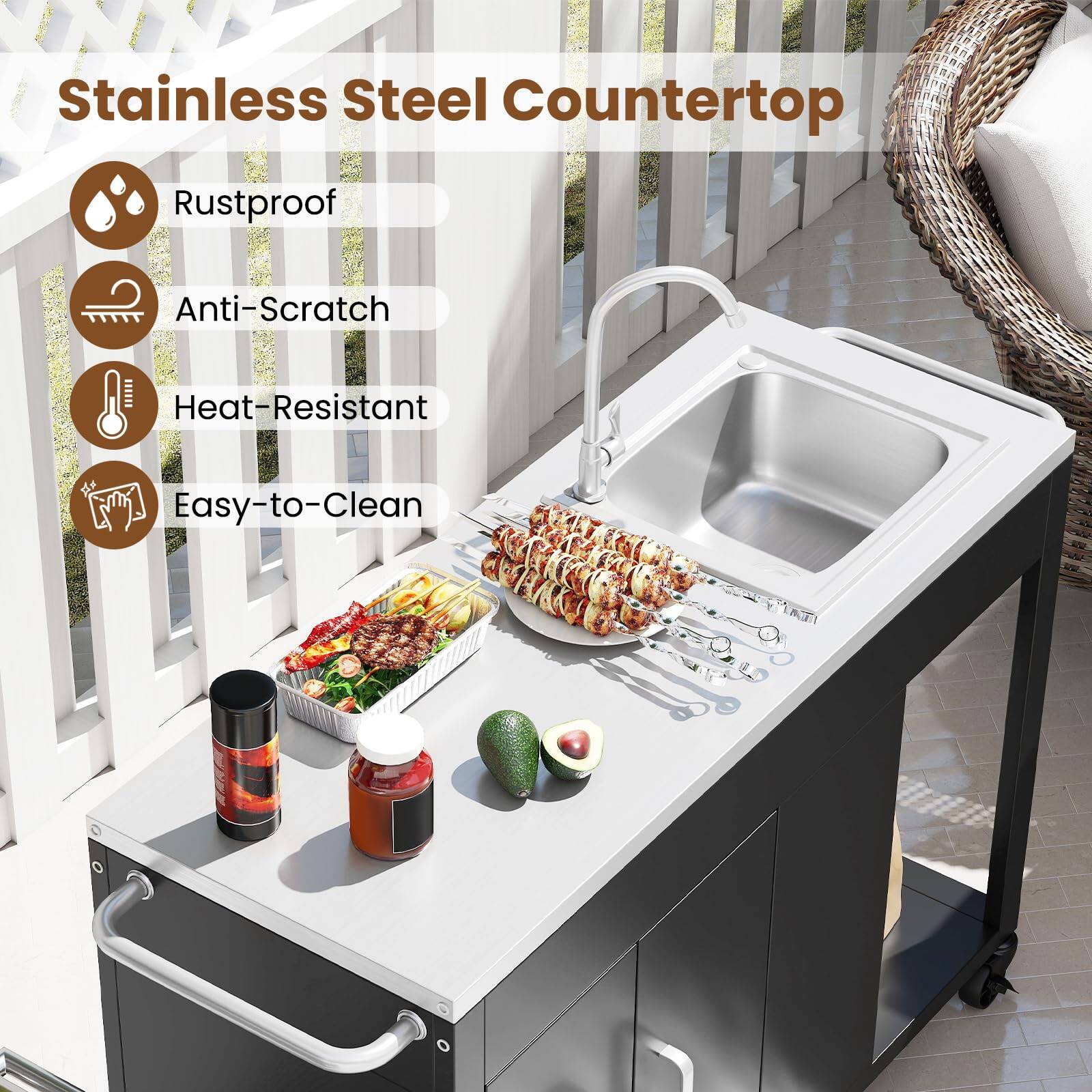 Stainless Steel Countertop

- Rustproof
- Anti-Scratch
- Heat-Resistant
- Easy-to-Clean