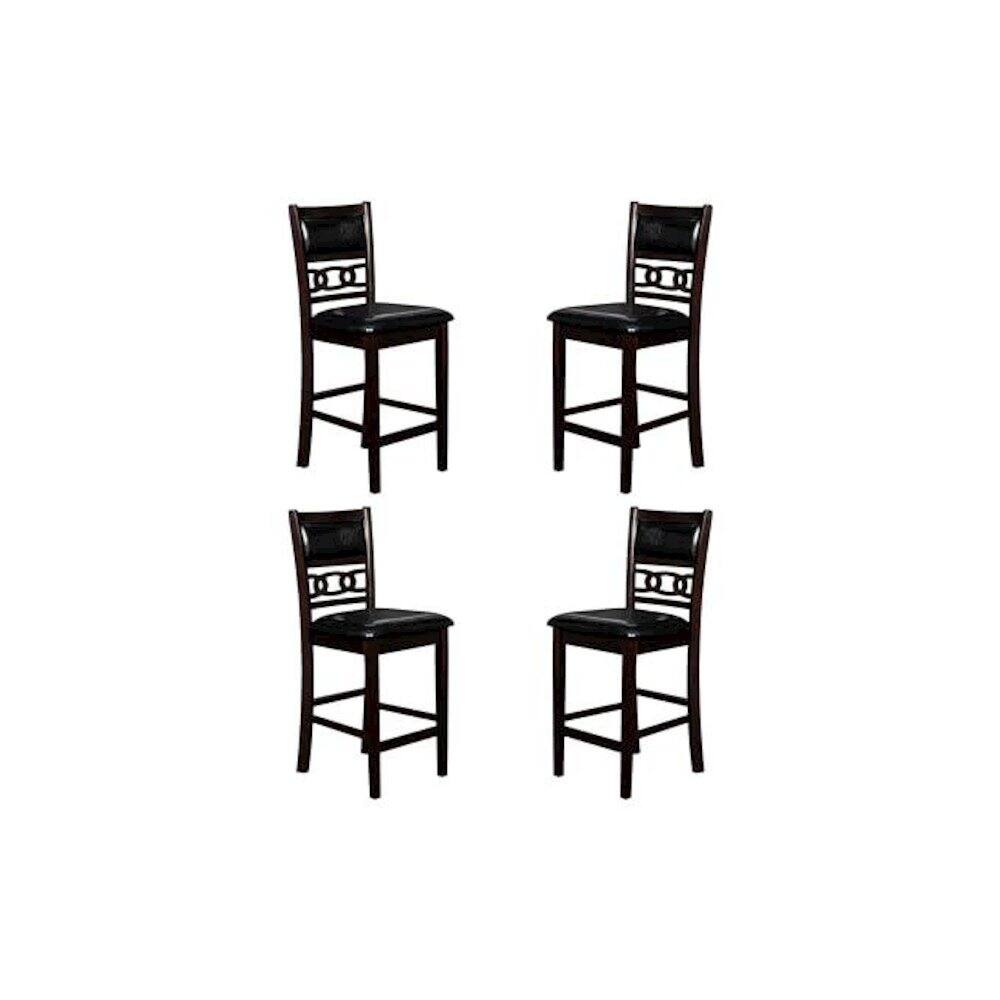 Front. New Classic Furniture - Gia Ebony Wood Counter Chair with PU Seat (Set of 4) - Ebony.