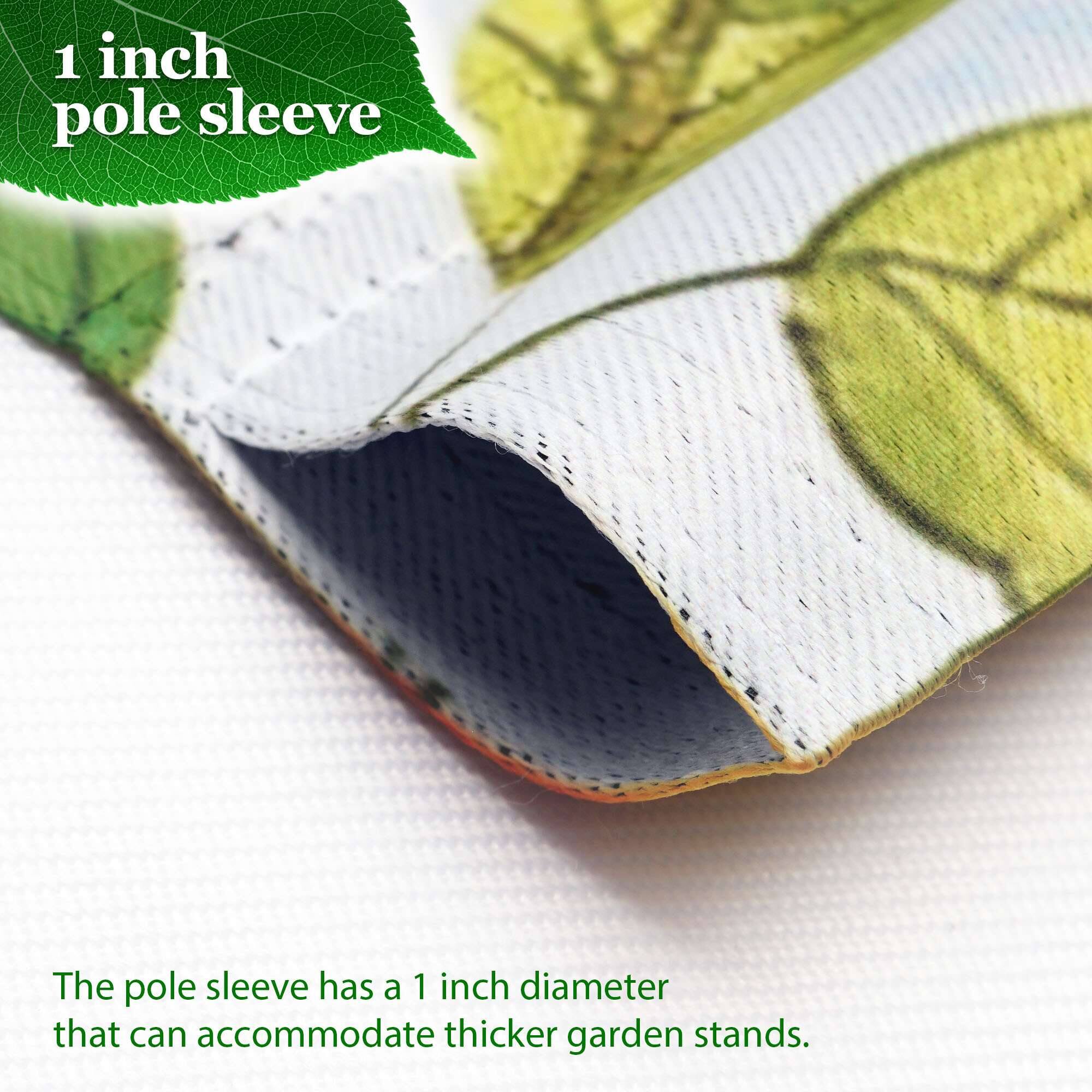 1 inch pole sleeve

The pole sleeve has a 1 inch diameter that can accommodate thicker garden stands.