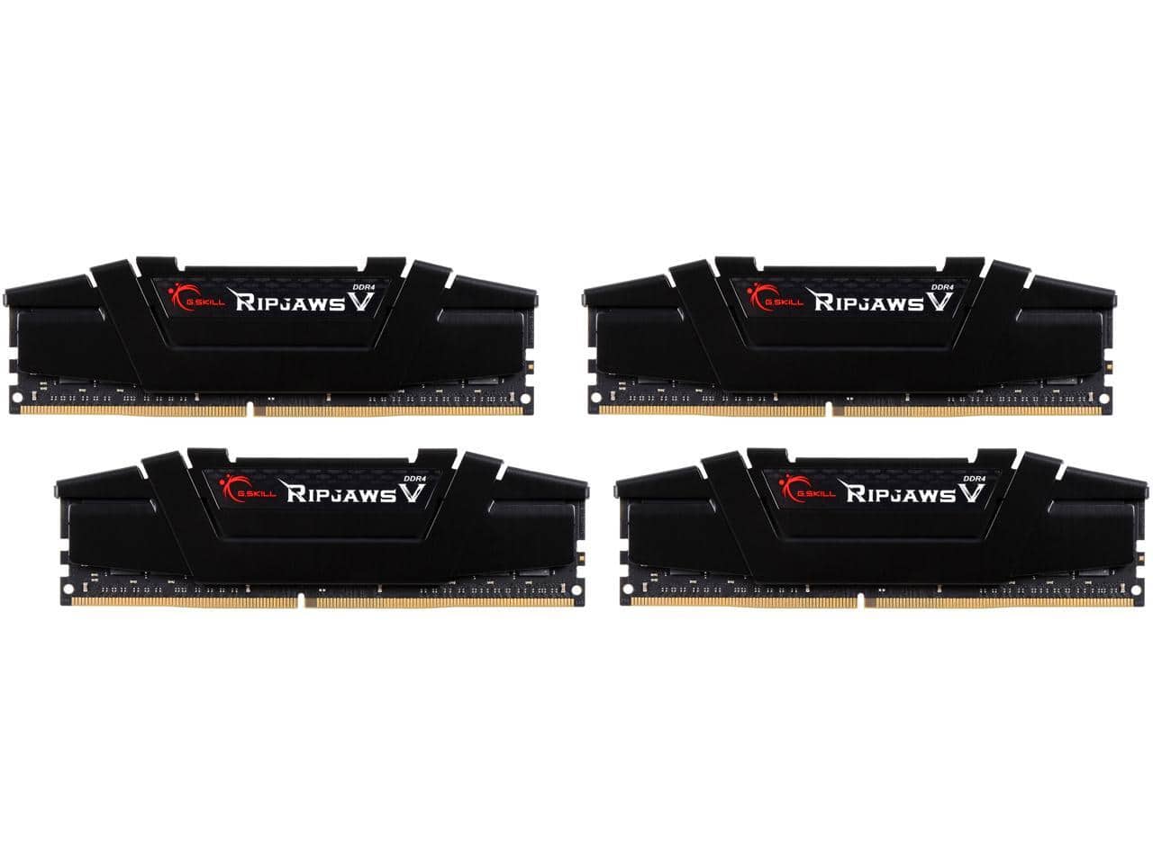 G.SKILL - Ripjaws V Series 64GB (4 x 16GB) 288-Pin PC RAM DDR4 3200 (PC4 25600) Desktop Memory Model F4-3200C16Q-64GVK - Black