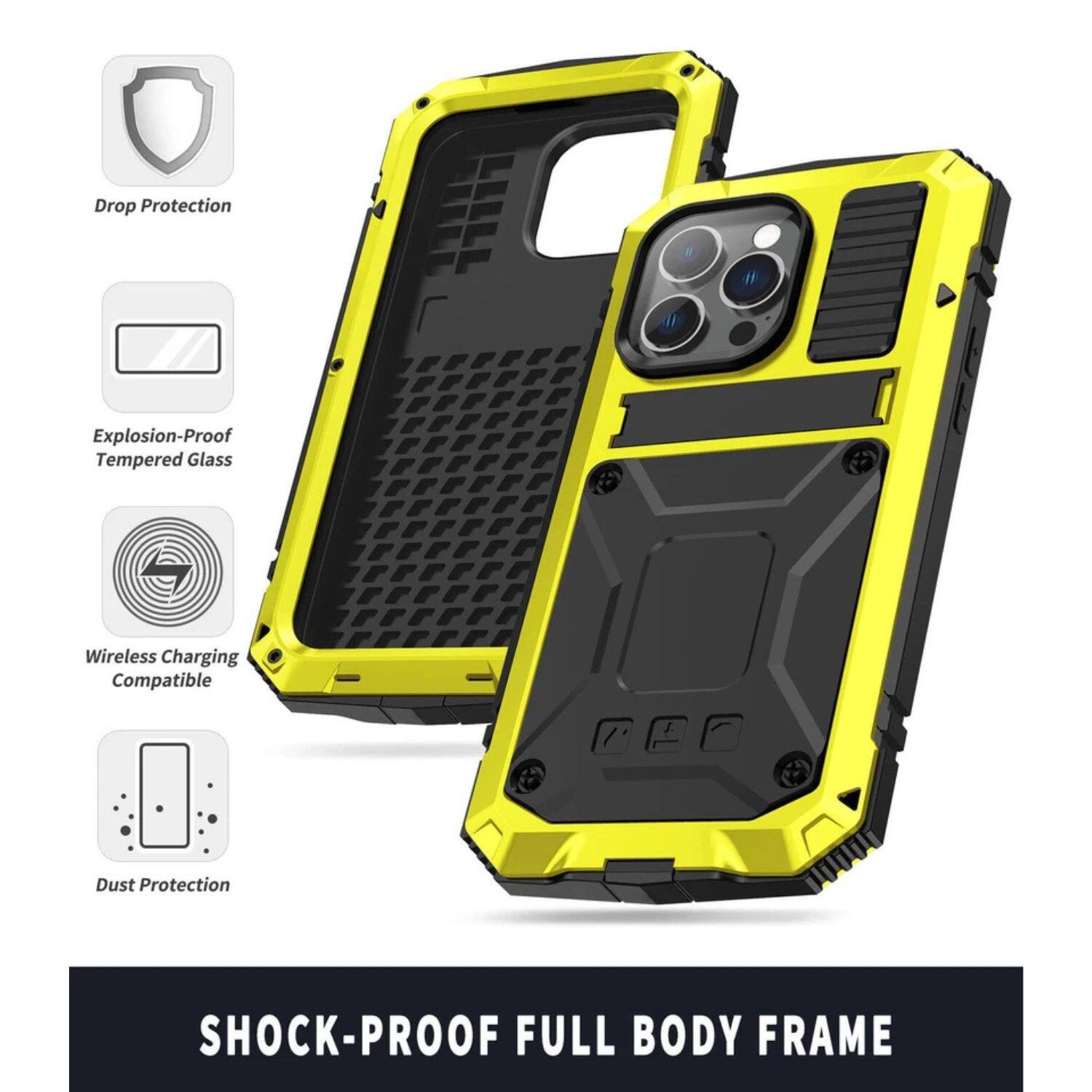 - Drop Protection
- Explosion-Proof Tempered Glass
- Wireless Charging Compatible
- Dust Protection

SHOCK-PROOF FULL BODY FRAME