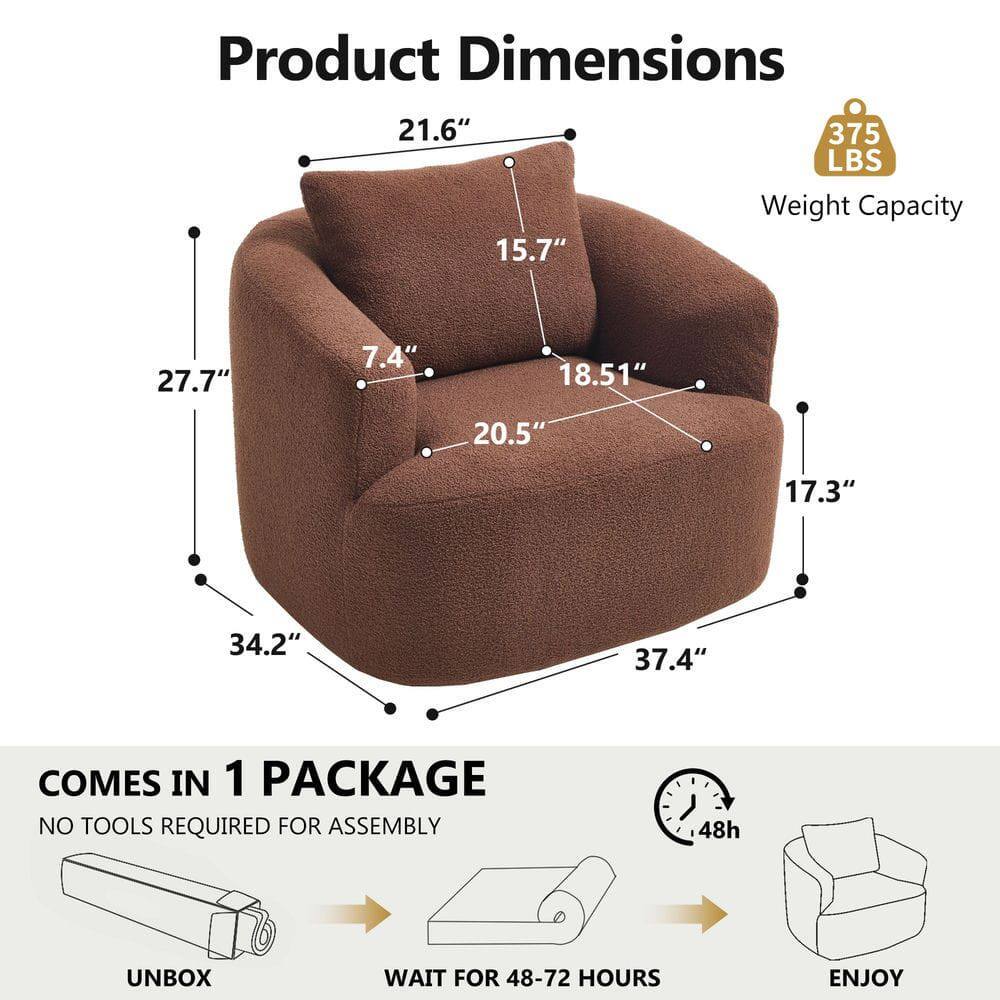 Product Dimensions  
21.6" x 15.7" x 27.7" x 7.4" x 18.51" x 20.5" x 17.3" x 34.2" x 37.4"  
Weight Capacity: 375 LBS  

COMES IN 1 PACKAGE  
NO TOOLS REQUIRED FOR ASSEMBLY  

UNBOX  
WAIT FOR 48-72 HOURS  
ENJOY