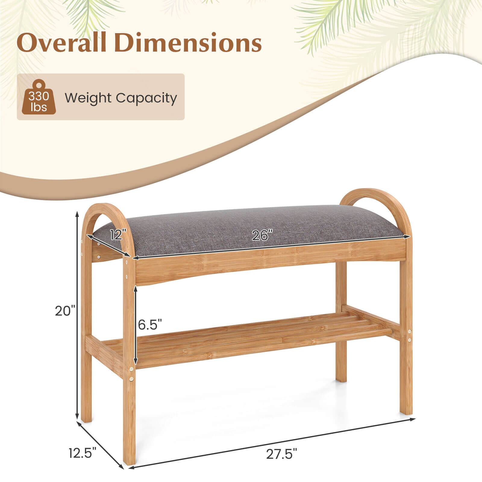 Overall Dimensions  
Weight Capacity: 330 lbs  
12" x 26" x 20" x 6.5" x 12.5" x 27.5"