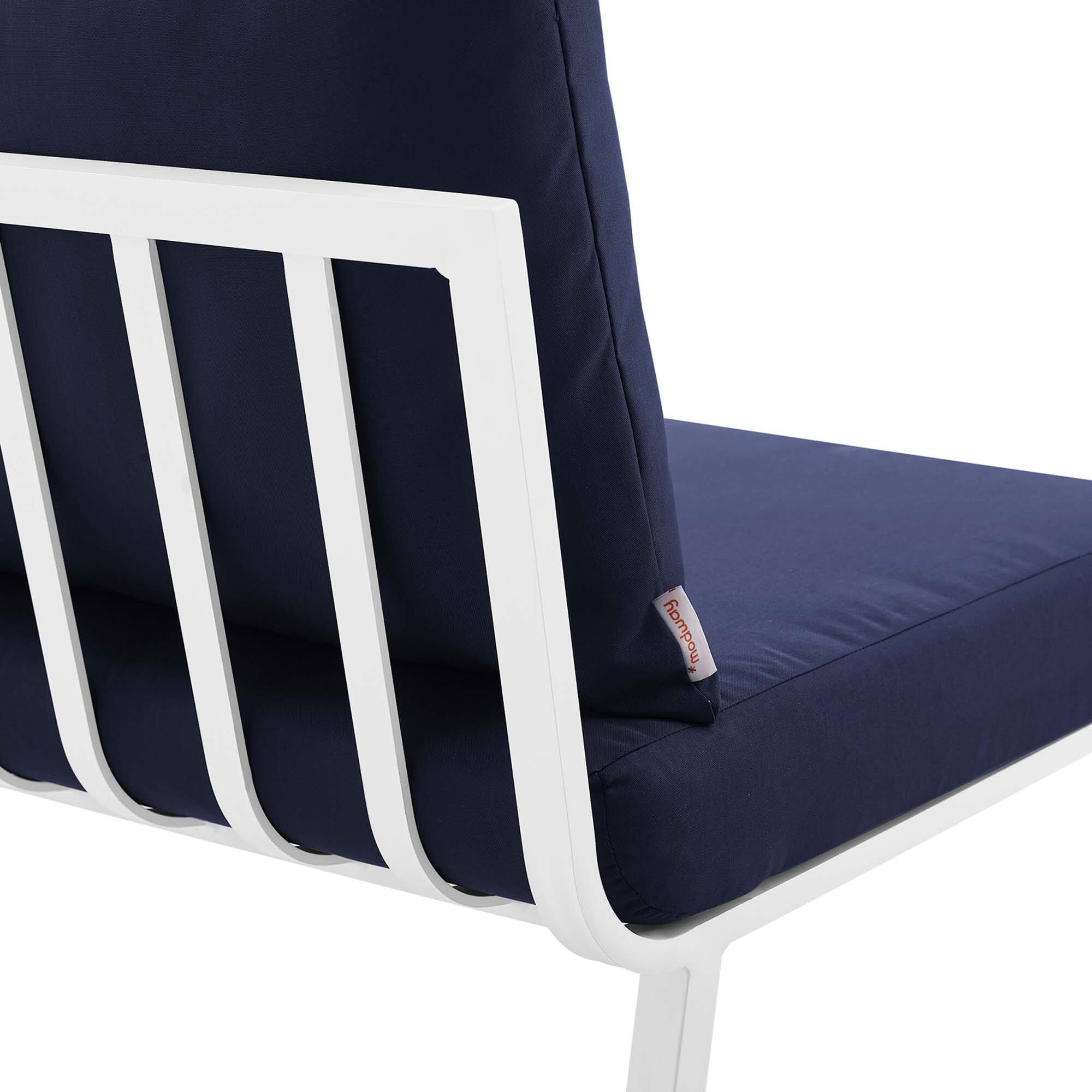 Alt View 3. Modway - Riverside Outdoor Patio Aluminum Armless Chair by Modway - White Navy.