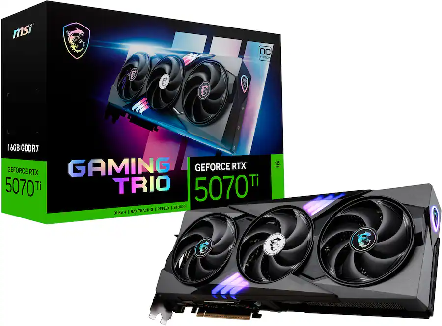 MSI NVIDIA GeForce RTX 5070 Ti 16G GAMING TRIO OC 16GB GDDR7 PCI Express Gen 5 Graphics Card Black G507T-16GTC - Best Buy