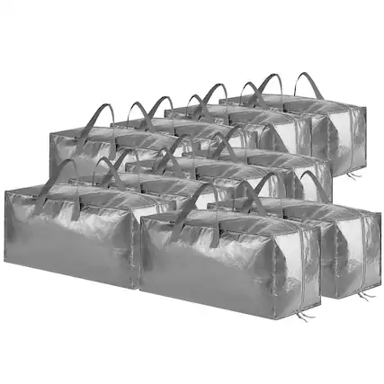 Front. Tooloton - 10 Pack Large Moving Bags with Straps, College Dorm Packing Supplies, Grey - Grey.