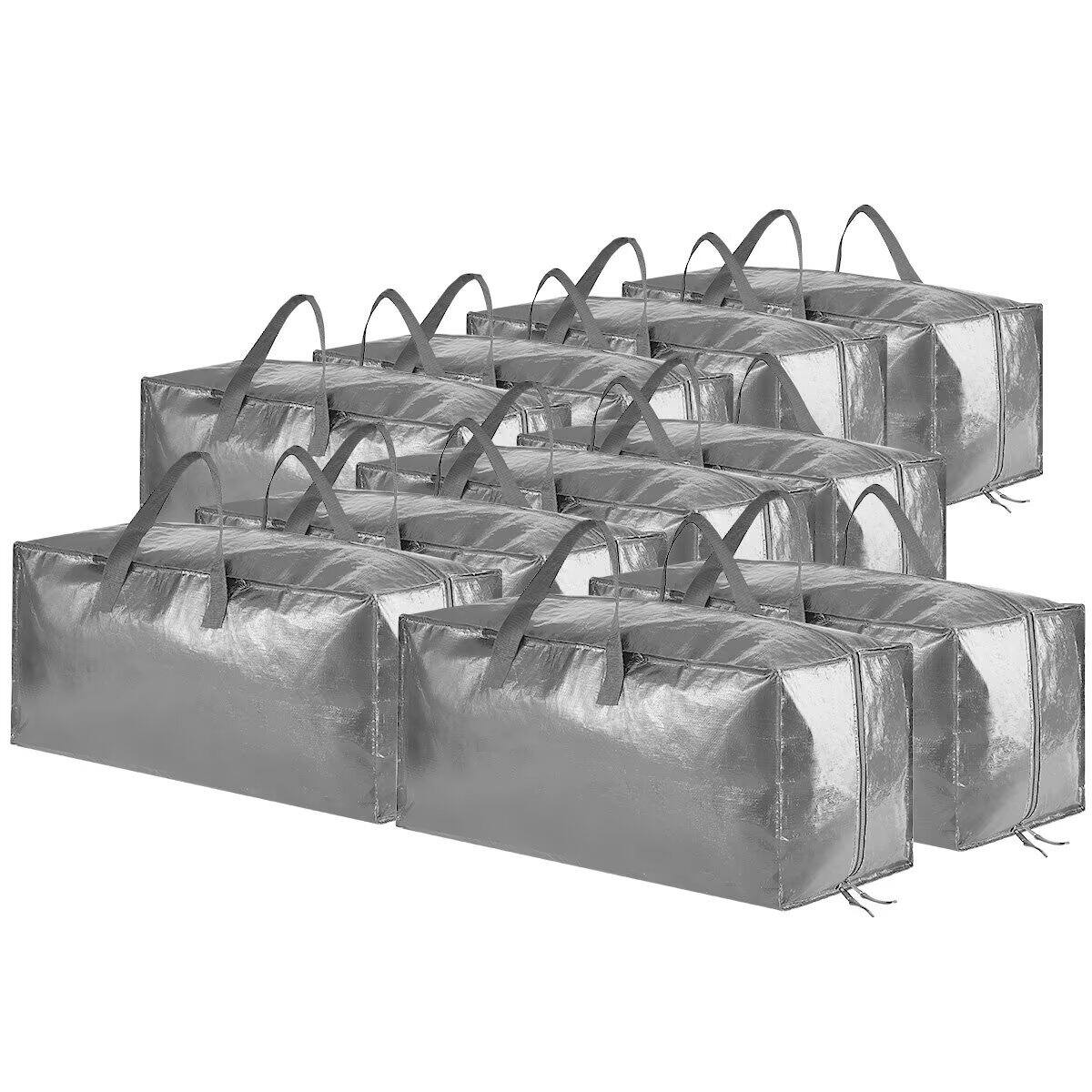 Front. Tooloton - 10 Pack Large Moving Bags with Straps, College Dorm Packing Supplies, Grey - Grey.