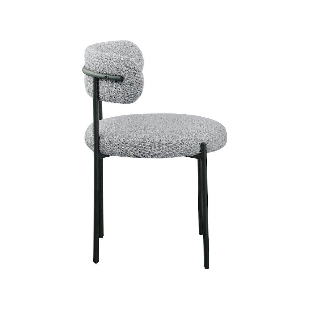 Alt View 3. Meridian Furniture - Beacon Grey Boucle Fabric Dining Chair, Set of 2 - Grey.