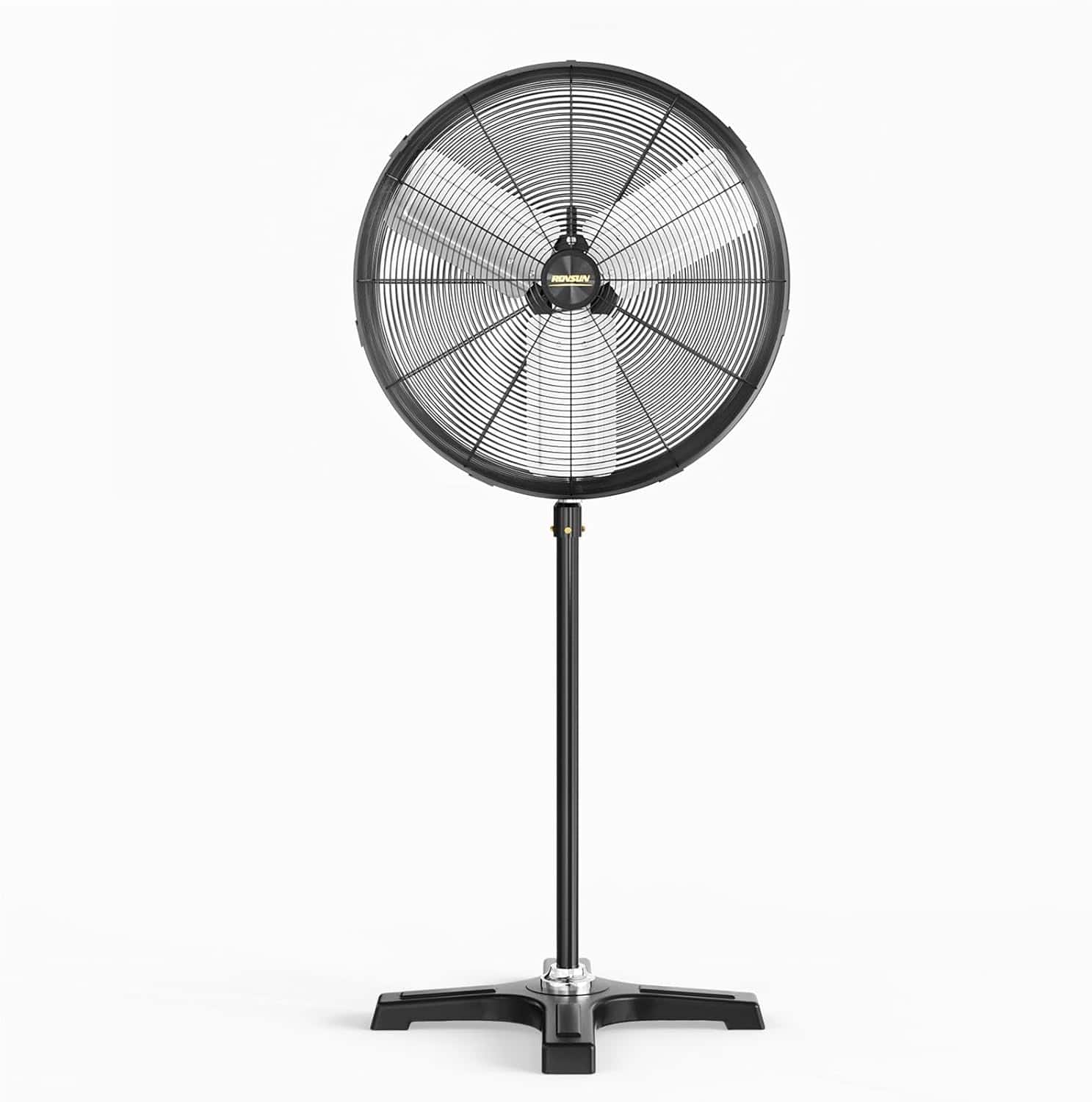 Winado - 24 Inch Industrial Pedestal Fan,7600CFM High Velocity and Heavy Duty Standing Fan, Metal Fan with One-touch Oscillating - Black