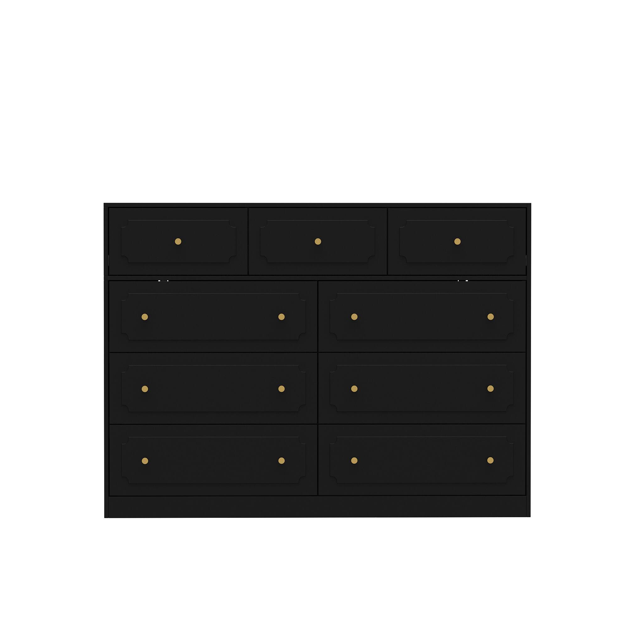 Front. Famapy - Famapy Transformable Multi - Drawer Dresser: Vanity & Storage All - in - One - Black.