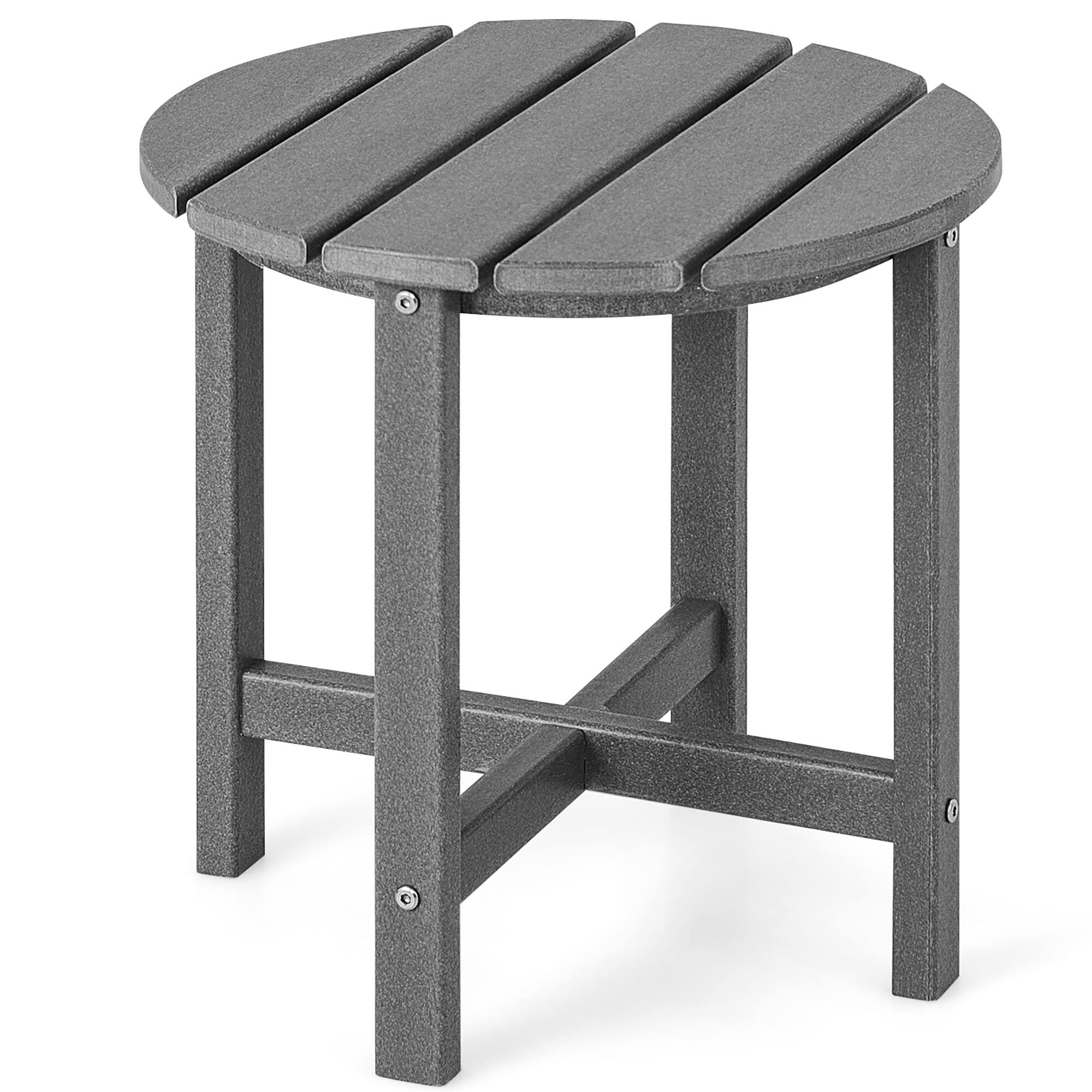 Alt View 9. Costway - Costway 18" Patio Adirondack Side Table Weather Resistant HDPE Garden Navy - Grey.