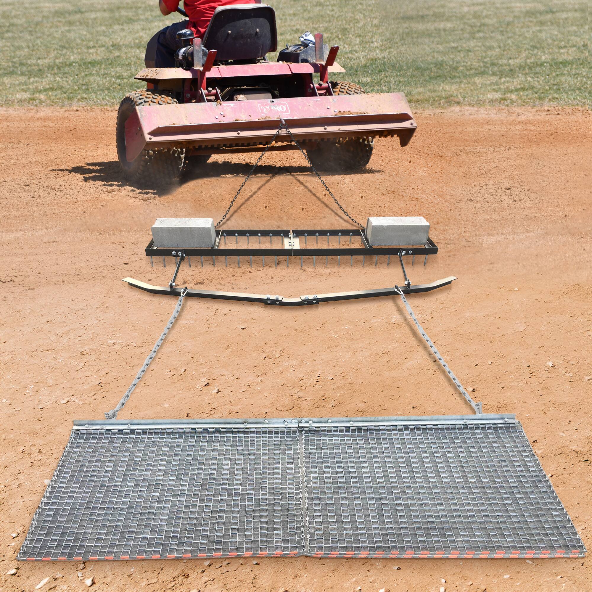 Alt View 3. Yard Tuff - Yard Tuff 6' Spike Drag with Surface Leveling Bar and Drag Mat for ATV/UTVs - Black.