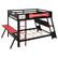 Alt View 6. Anysun - Full Size Bunk Bed with Two Built-In Gaming Desks, USB Desktop Ports & Pegboard Organizer, Gaming Bunk Frame for Gamer - Red.