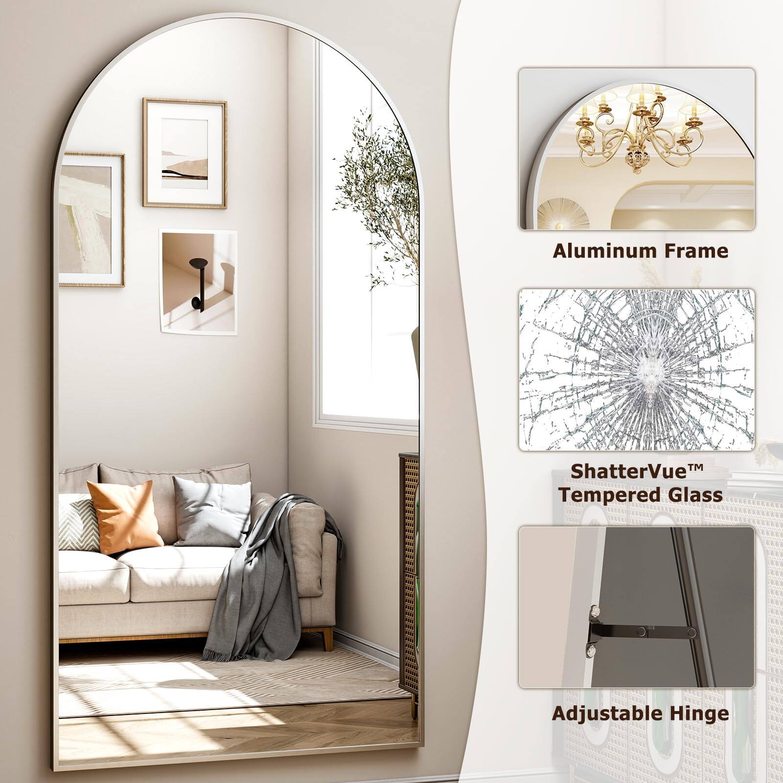 Aluminum Frame  
ShatterVue™ Tempered Glass  
Adjustable Hinge