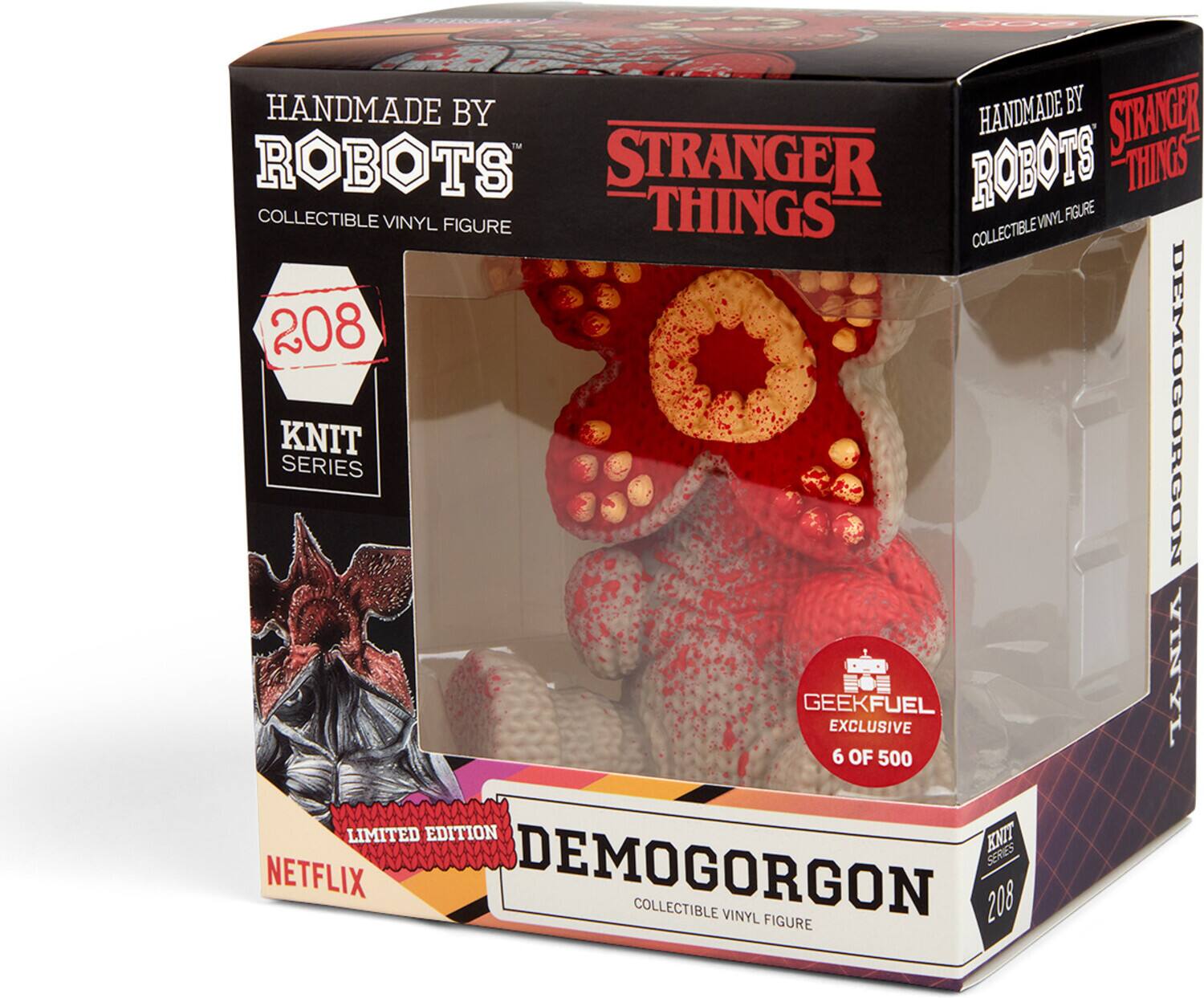 HANDMADE BY STRANGER THINGS ROBOTS COLLECTIBLE VINYL FIGURE 208 KNIT SERIES DEMOGORGON GEEKFUEL EXCLUSIVE 6 OF 500 LIMITED EDITION KNIT SERIES NETFLIX DEMOGORGON COLLECTIBLE VINYL FIGURE