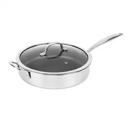 Brentwood - 11 inch Hybrid Non-Stick Stainless Steel Deep Saute Pan with Glass Lid - Silver