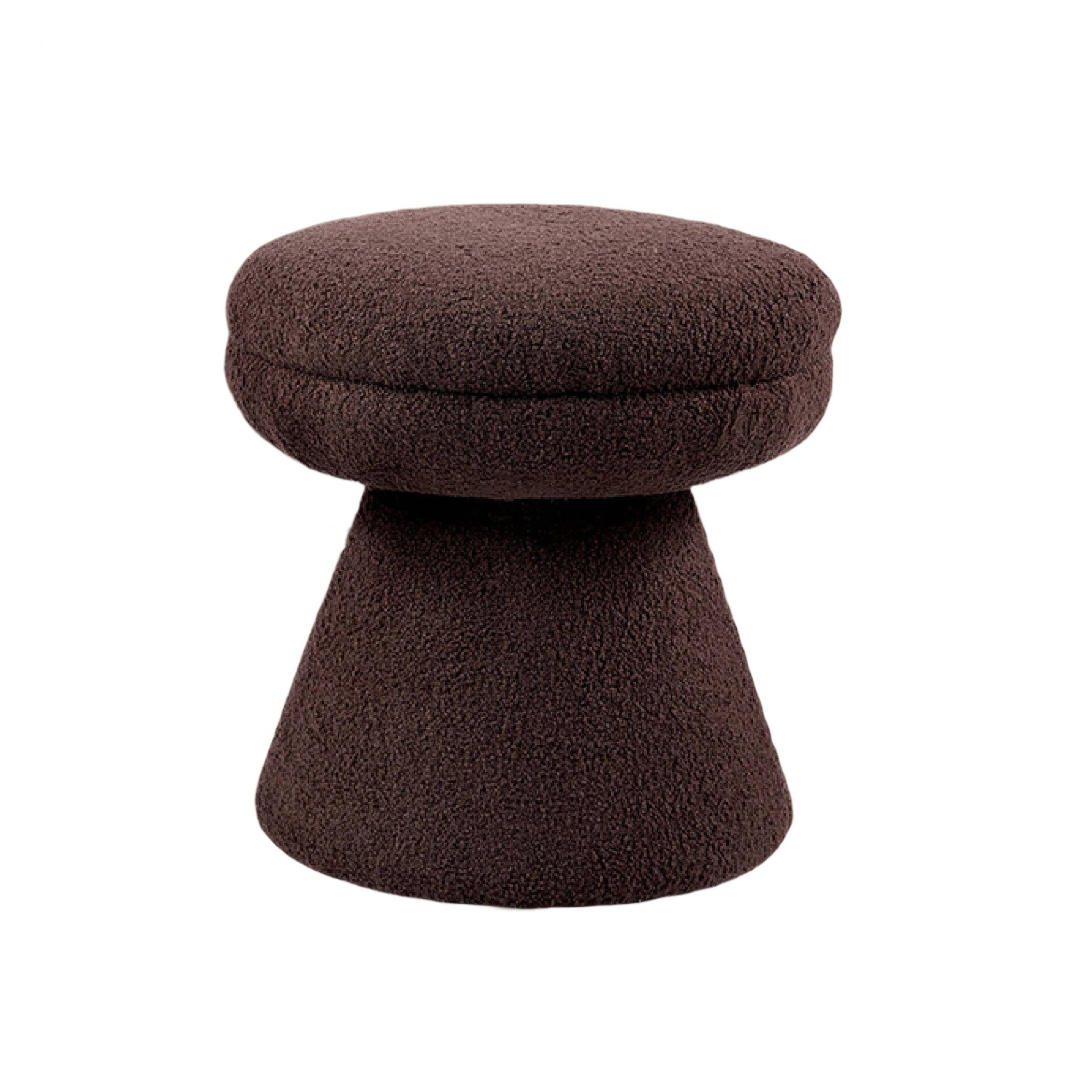 Angle. Manhattan Lane - Xyna Mushroom-shaped Ottoman Stool with Pedestal Base,  Fabric - Brown.