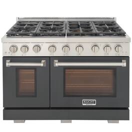 Kucht - 48 in. 6.7 cu. ft. Propane Gas Range Two Ovens - One Convection - in Cement Gray with True Simmer Burners - Cement Gray