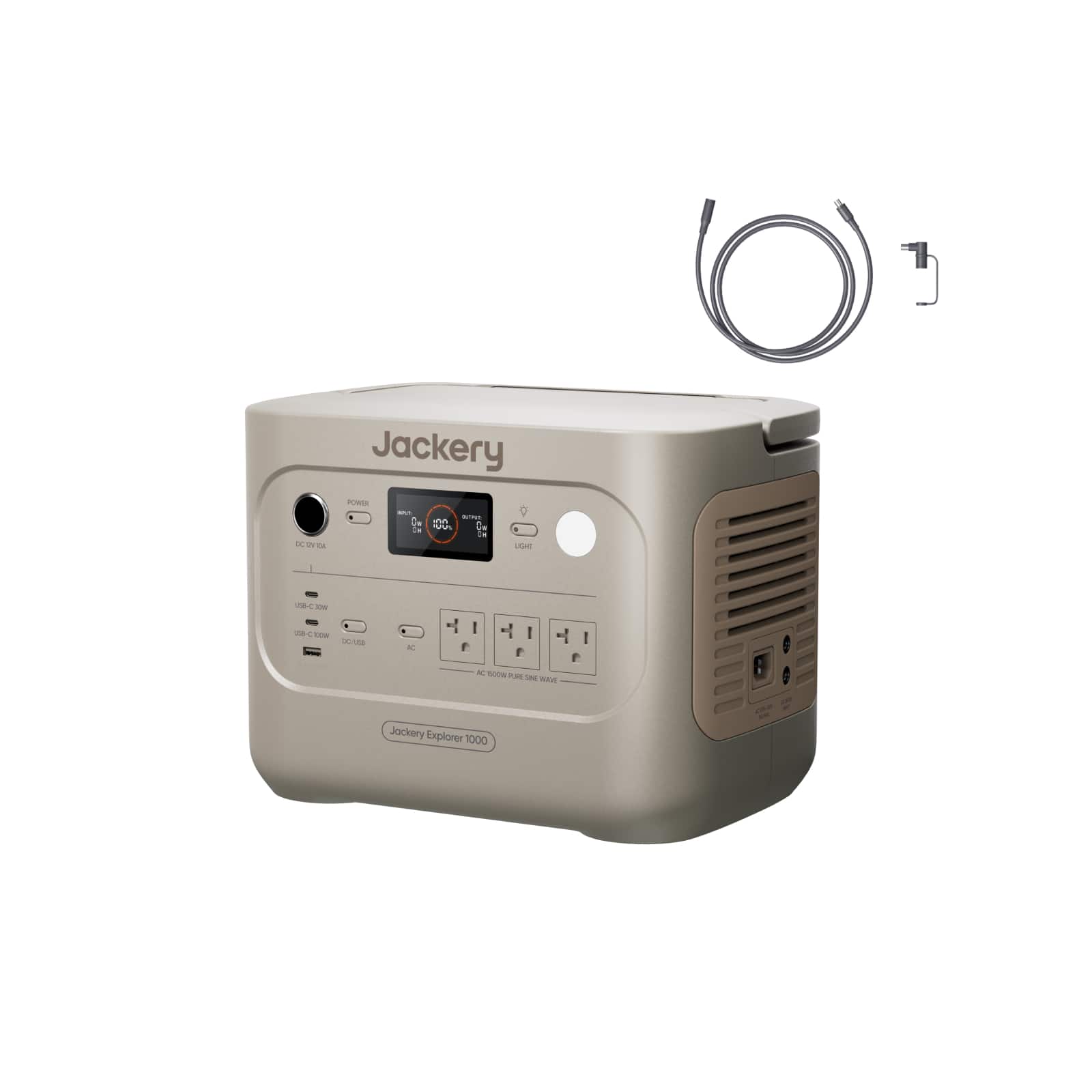 Jackery - E1000AC Sand Gold Power Station with 5M Extension Cable, Solar Generator for Home & Camping (Shipped Separately) (1062 Wh Capacity)