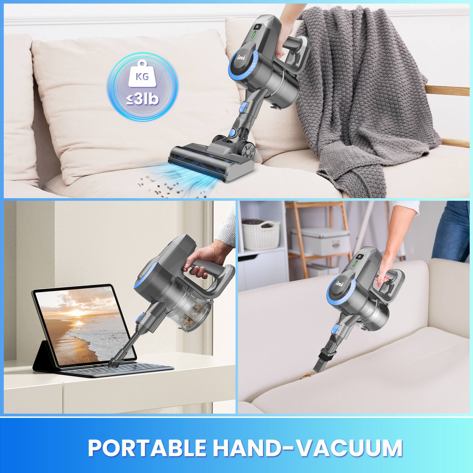 PORTABLE HAND-VACUUM

KG ≤3lb