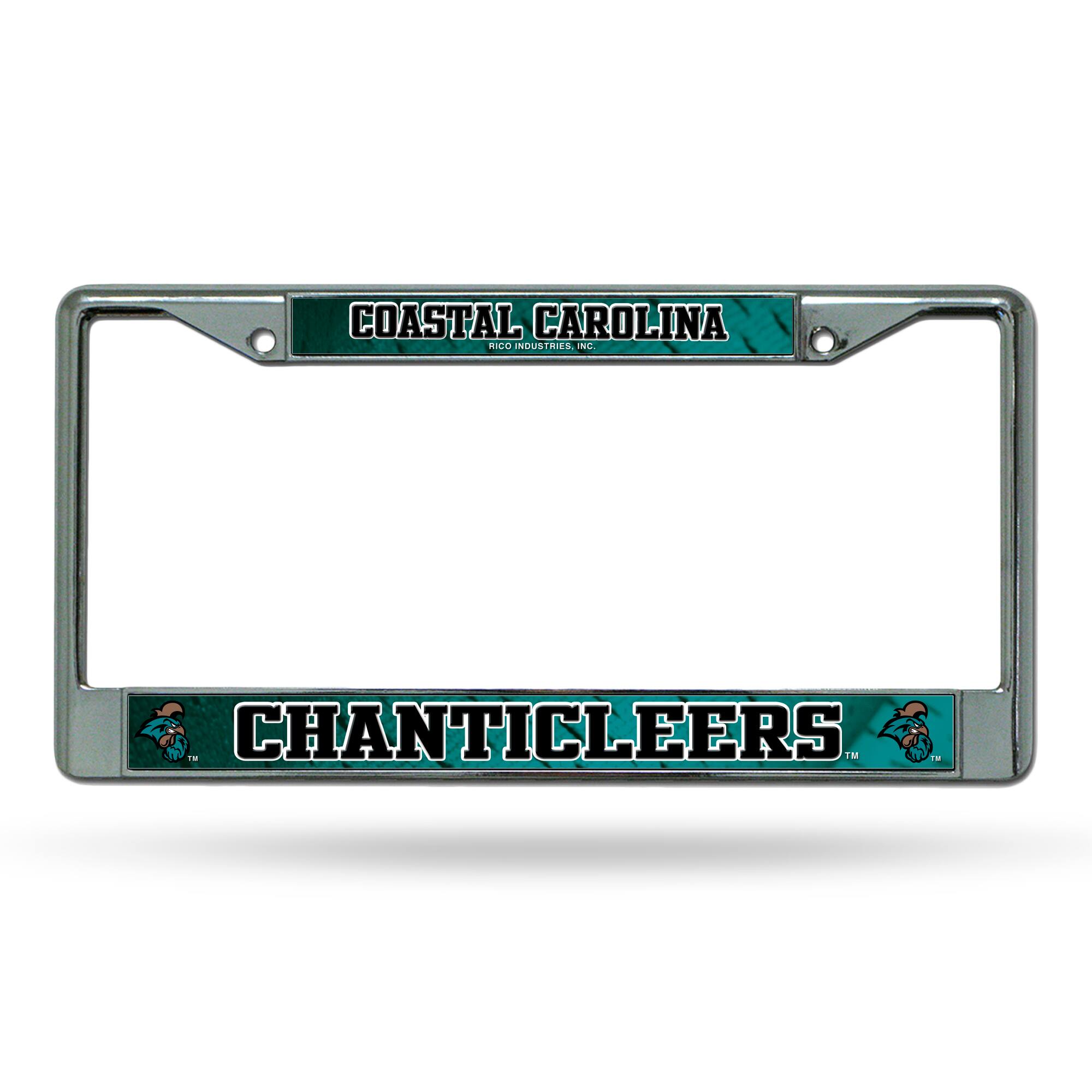 Coastal Carolina Chanticleers - 12" x 6" Standard Size - Chrome Metal License Plate Frame