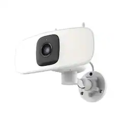 Front. Lorex - Connect 2K Floodlight Wi-Fi Security Camera (with App Controlled Horizontal Pan) - White.