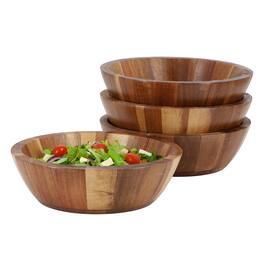 MegaChef - 4 Piece Acacia Wood 7 Inch Bowl Set - Brown