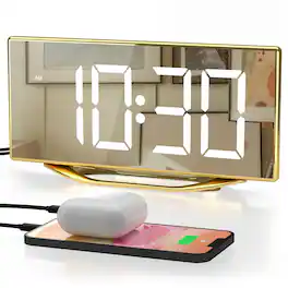 Dazzed Corner - Digital Alarm Clock, LED Desk Clock,12/24H - Gold